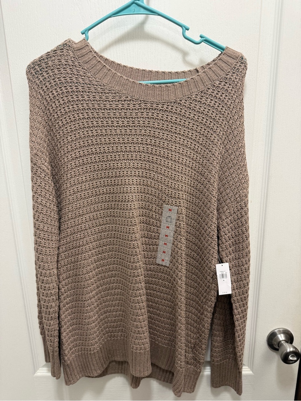 Old Navy Taupe Waffle Knit Crewneck Sweater